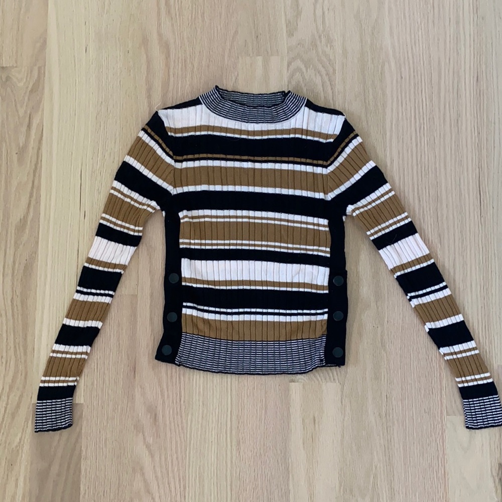 Zara Colorblock Striped Knit Top Sweater